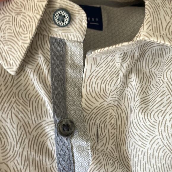 Ryan Seacrest Distinction Tan white shirt sleeve button down collared shirt med - Picture 9 of 10